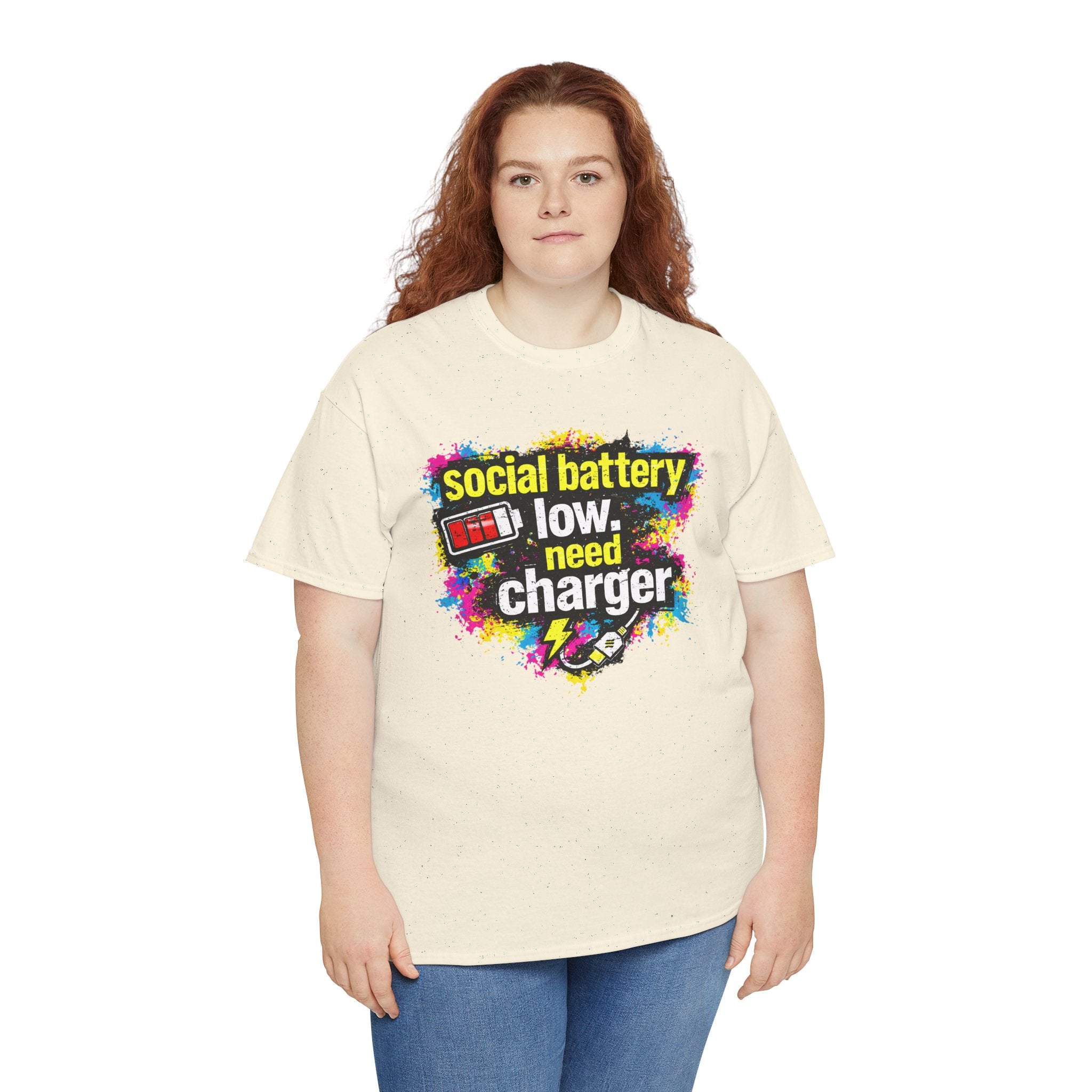 Social Battery Low Need Charger T-Shirt — Funny Sarcastic Introvert Graphic Tee