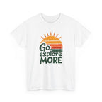 Adventure T-Shirt — "Go Explore More" Retro Sunrise Graphic