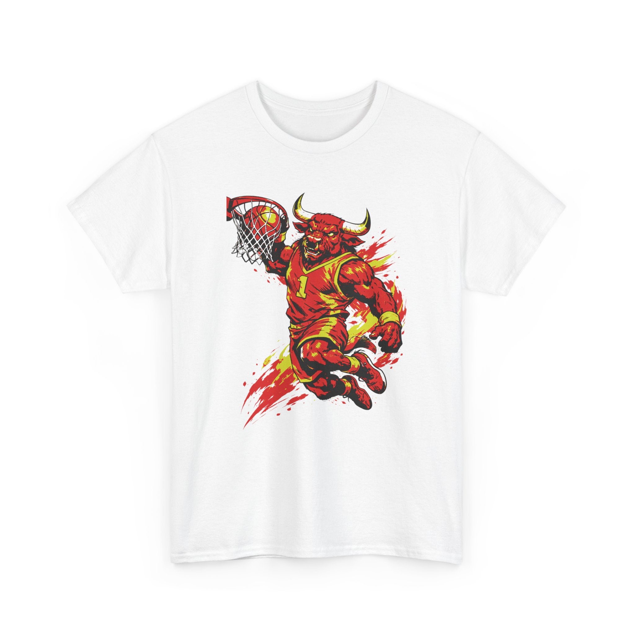 Basketball Bull Graphic Tee — Fierce Red Basketball Player Shirt