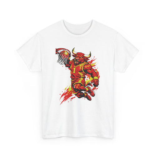 Basketball Bull Graphic Tee — Fierce Red Basketball Player Shirt