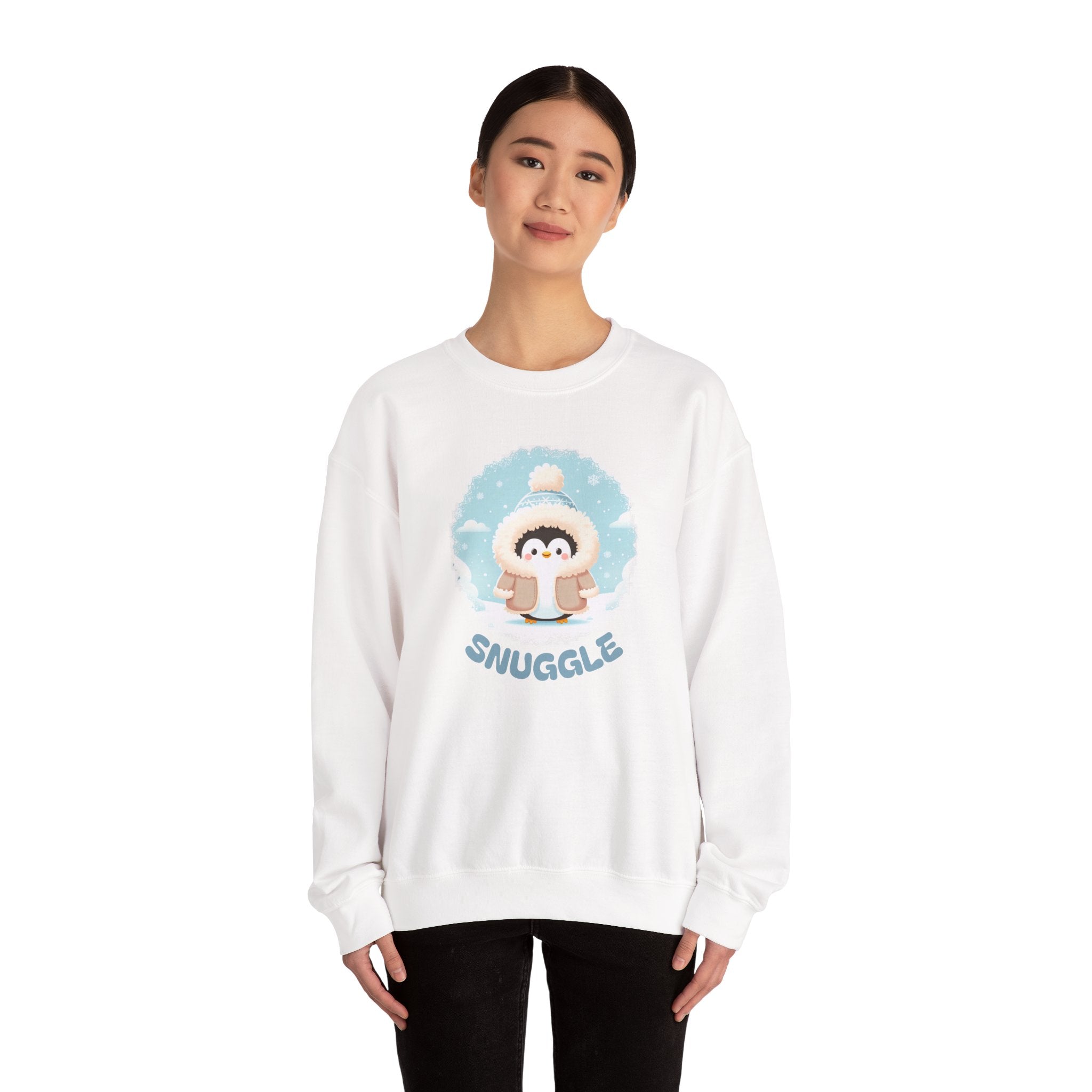 Snuggle Penguin Crewneck Sweatshirt — Cute Winter Cozy Pullover