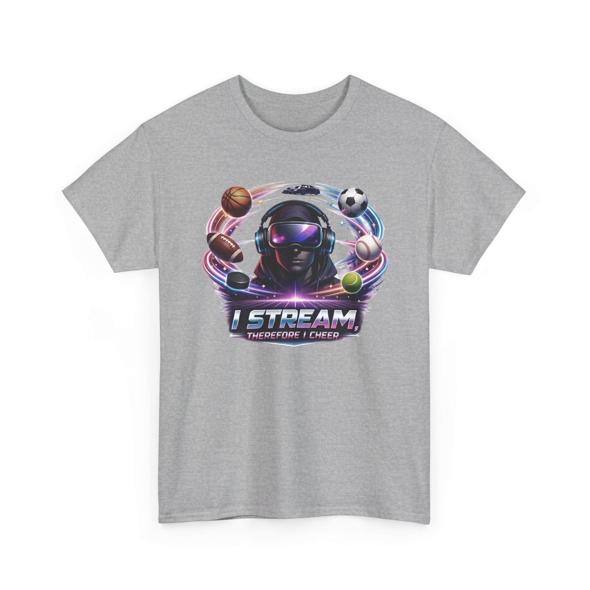 Modern Streamer Sports Fan T-Shirt — "I Stream Therefore I Cheer" Tee