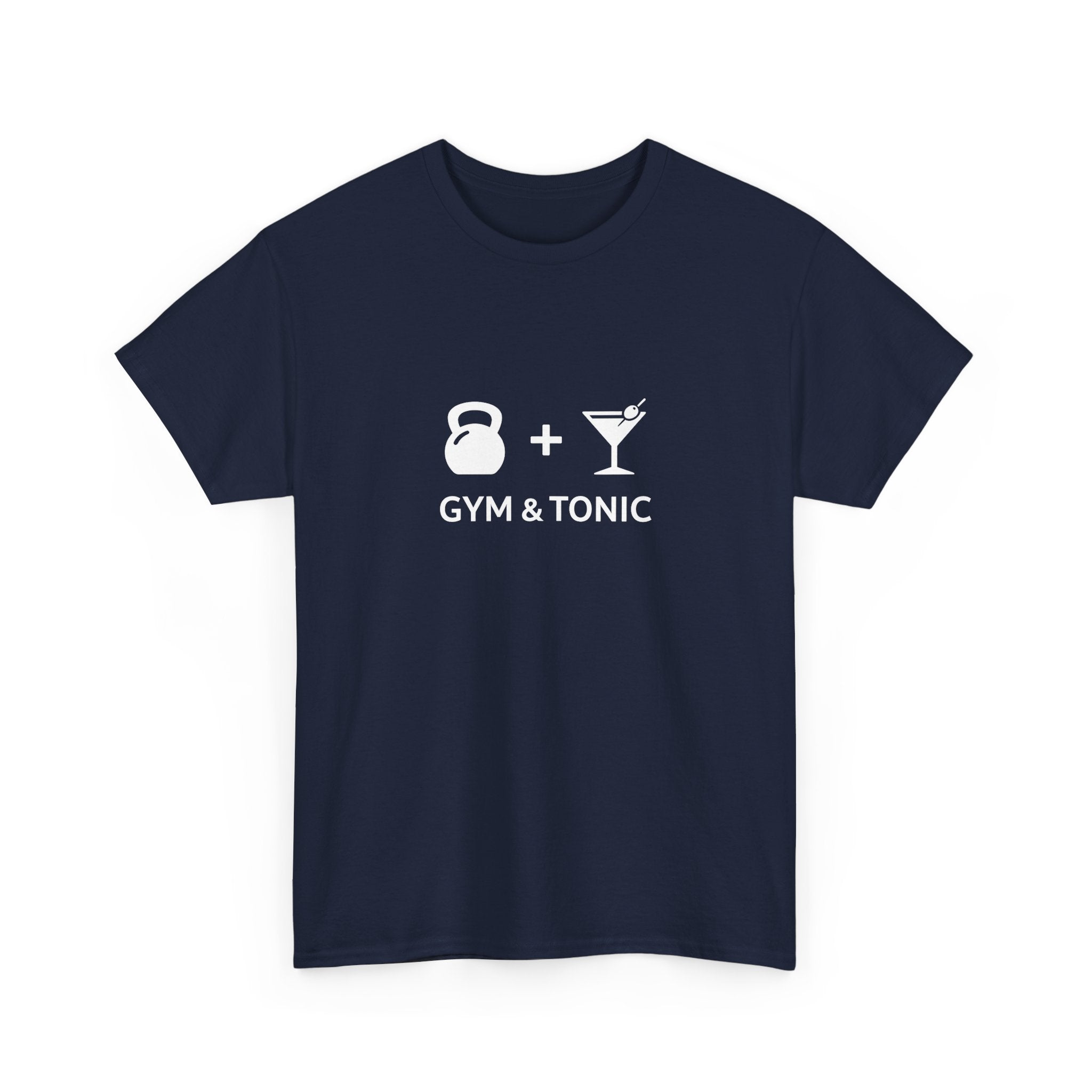 gym workout t-shirt with 'gym & tonic' text on a white background