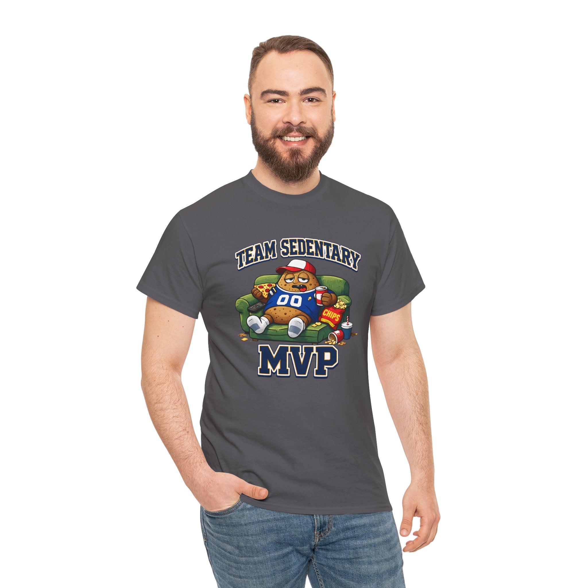 Funny Sports Fan Couch Potato 'Team Sedentary MVP' T-Shirt — Lazy Couch MVP Tee