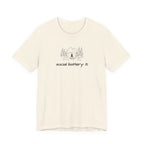 Social Battery Low T-Shirt — Minimal Camping Nature Graphic Introvert Tee