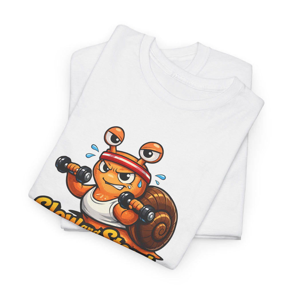 Slow and Steady Gains Tee — Funny Gym Snail Workout T-Shirt
