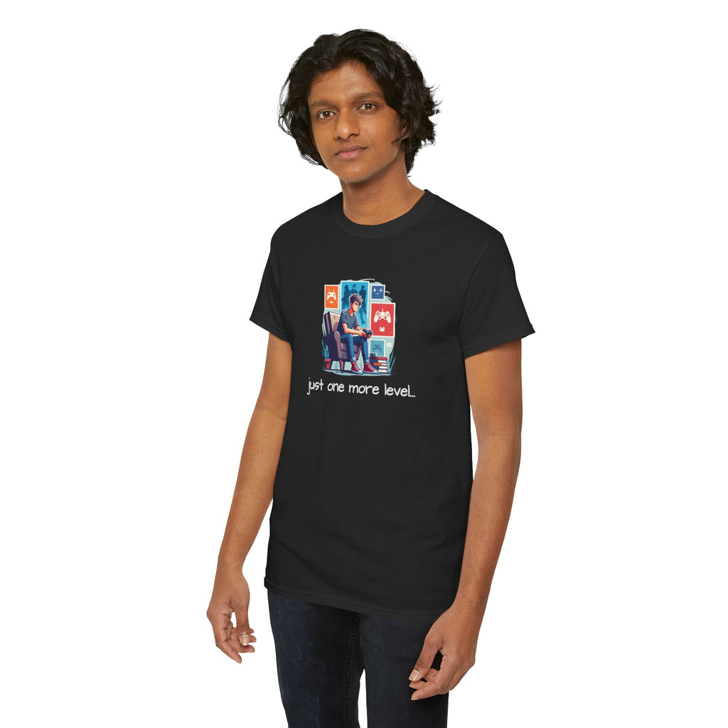 Guy Gamer Arcade T‑Shirt — "Just One More Level" Retro Video Game Tee