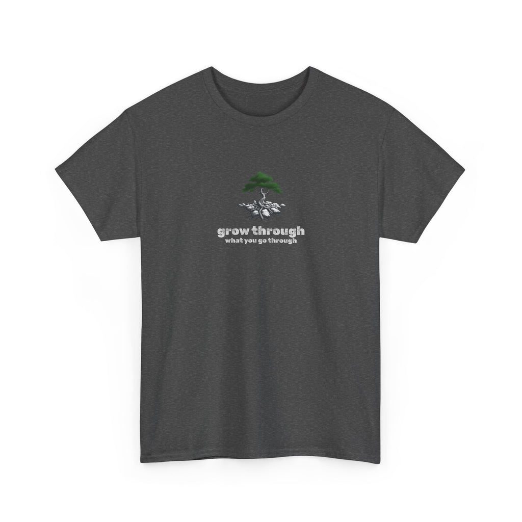 Grow Through What You Go Through Tee — Minimal Bonsai Tree Inspirational T-Shirt
