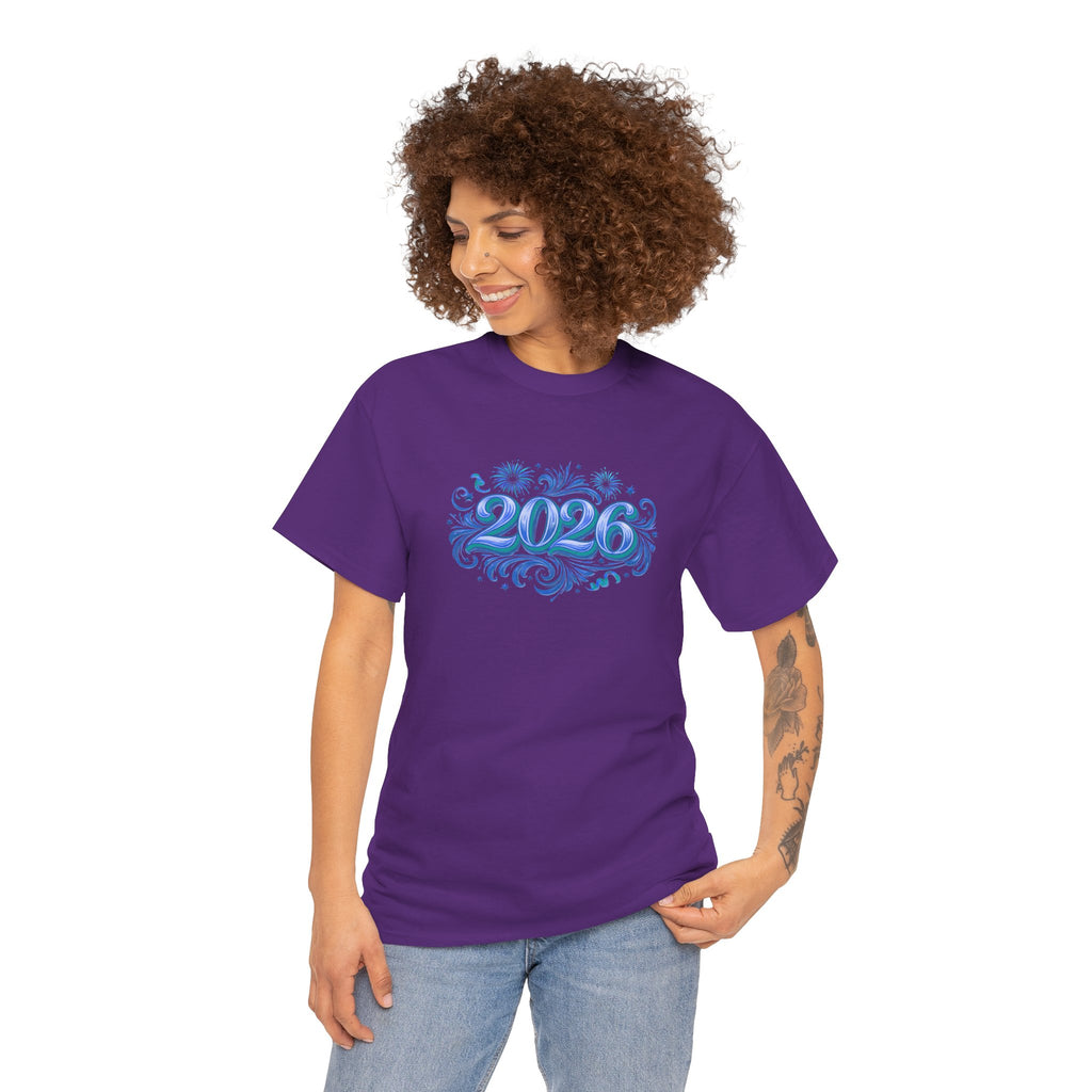 2026 Decorative Script Tee — New Year Celebration T-Shirt