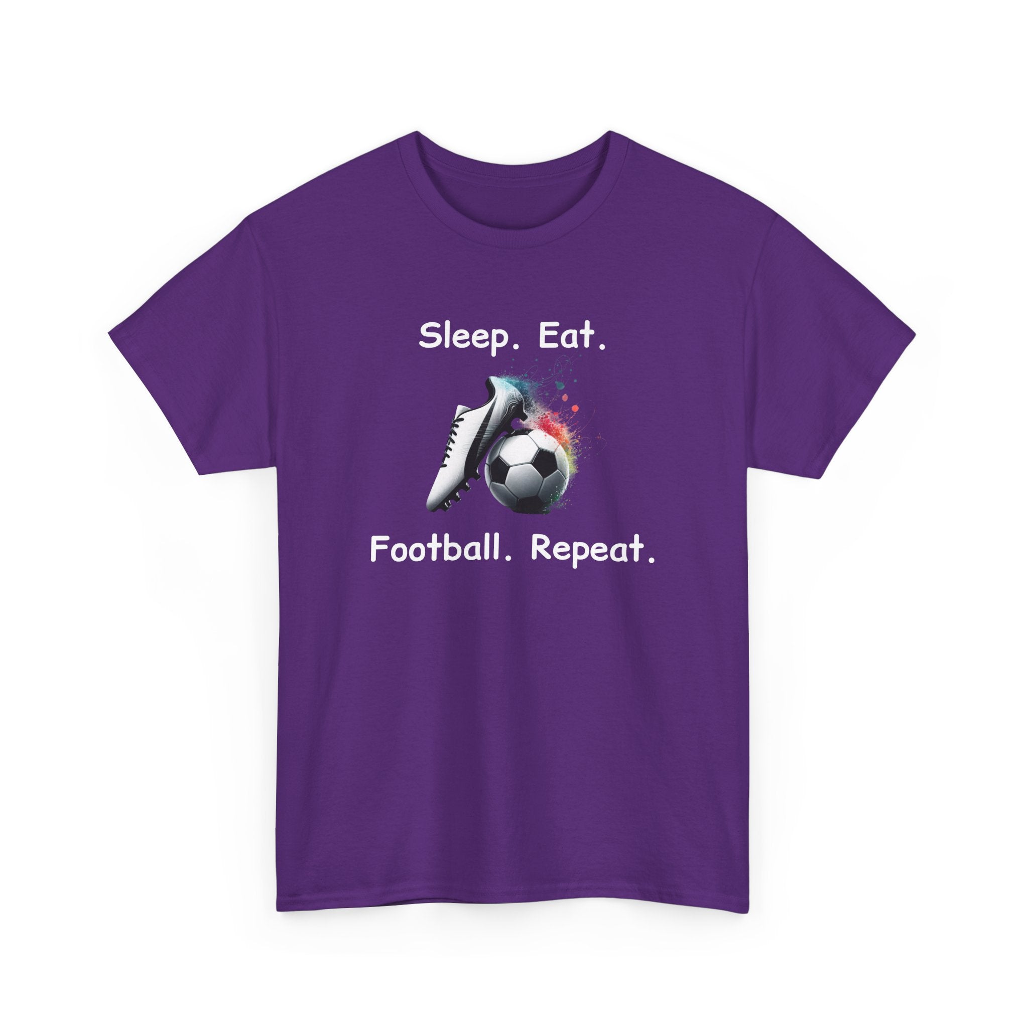 Football Soccer T-Shirt — "Sleep. Eat. Football. Repeat." Youth & Adult Crew Tee