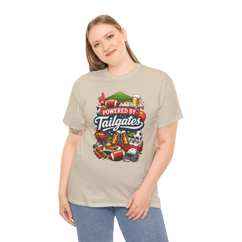 Powered By Tailgates T‑Shirt - Graphic Tee For Sports Fans