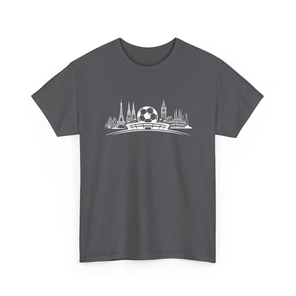 Soccer Stadium Skyline T‑Shirt — City Landmark Football Graphic Tee