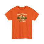 Get Outside Camping T-Shirt — Retro Mountain Tent & Campfire Tee