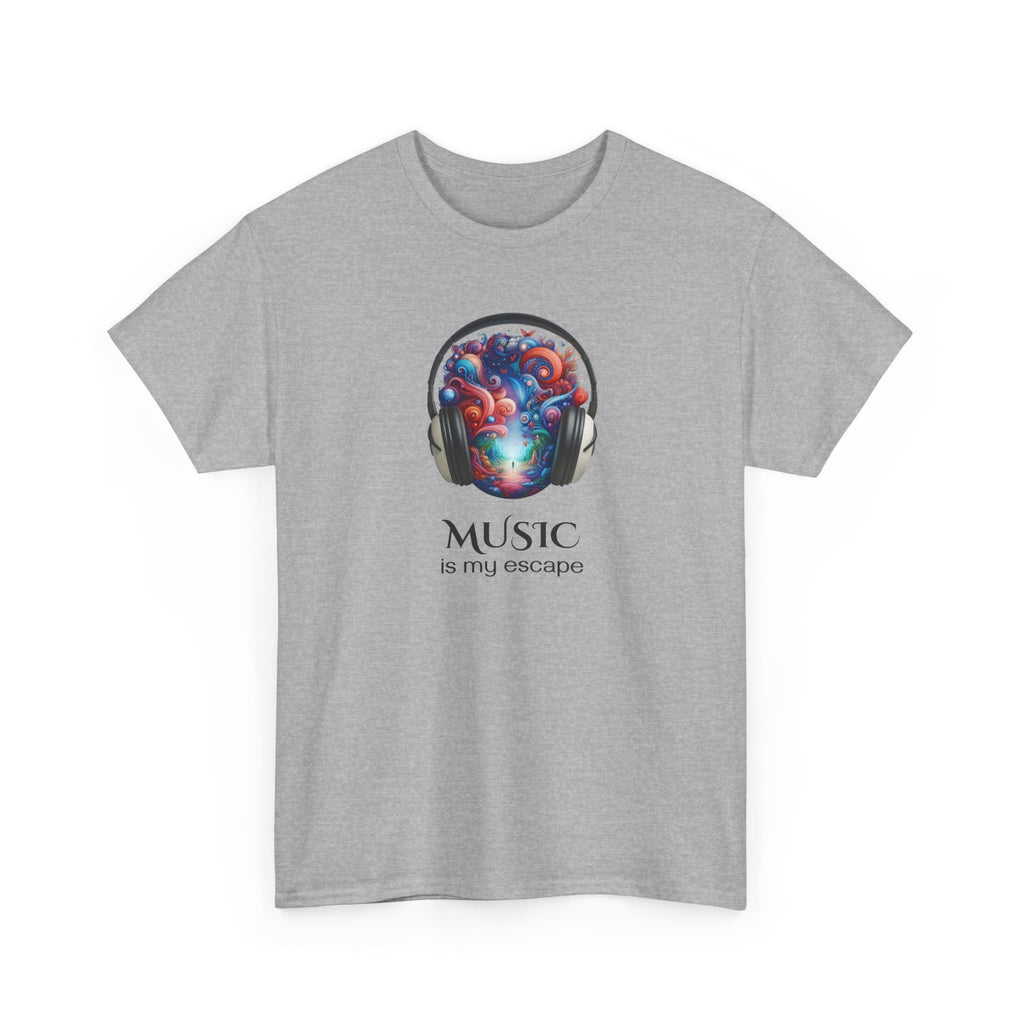 Music Is My Escape T-Shirt — Colorful Headphone Art Tee
