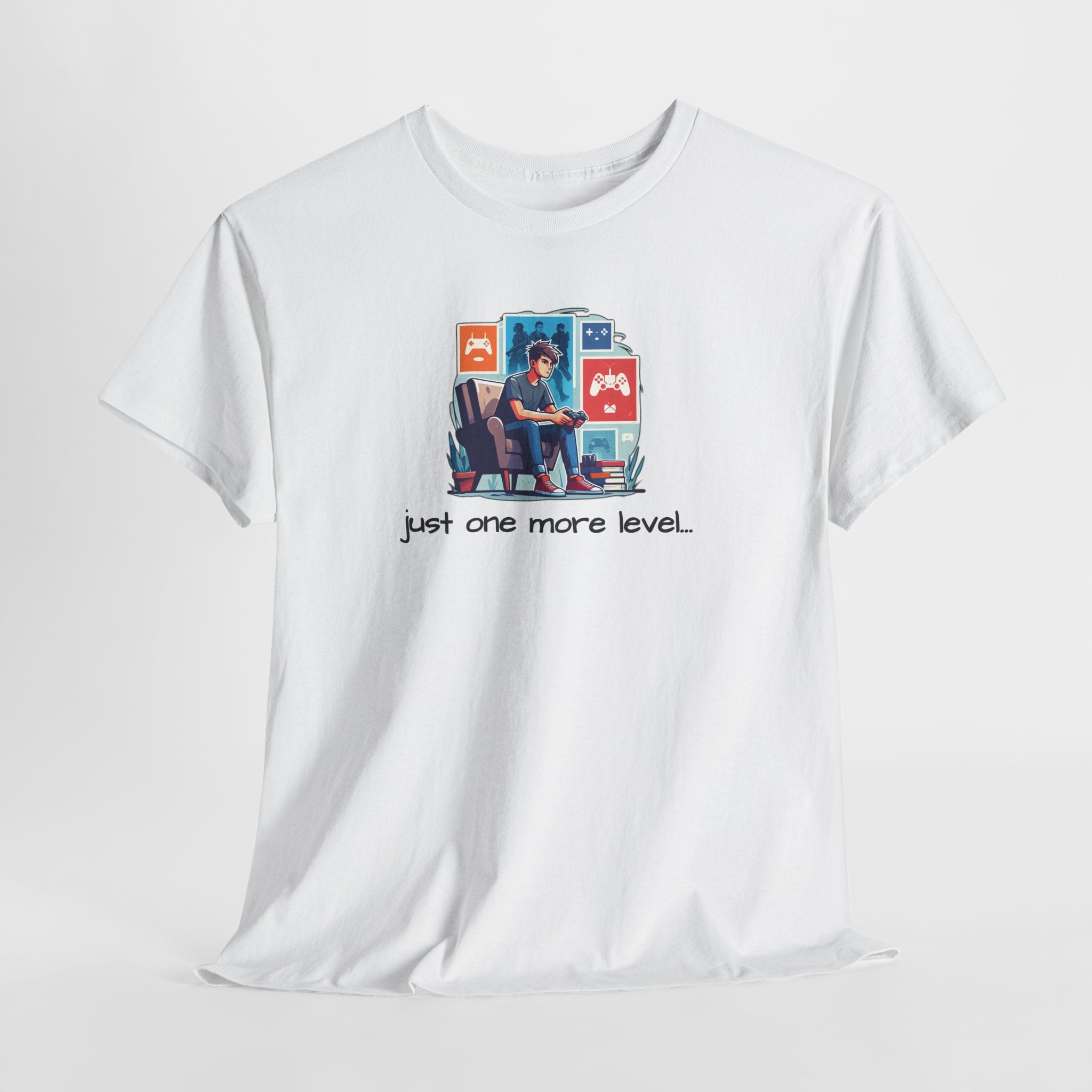 Guy Gamer Arcade T‑Shirt — "Just One More Level" Retro Video Game Tee