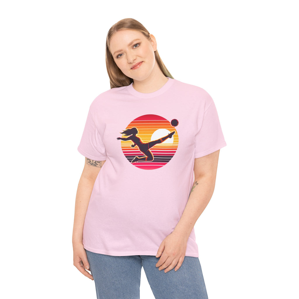 Football Soccer Silhouette Tee — Retro Sunset Football T-Shirt