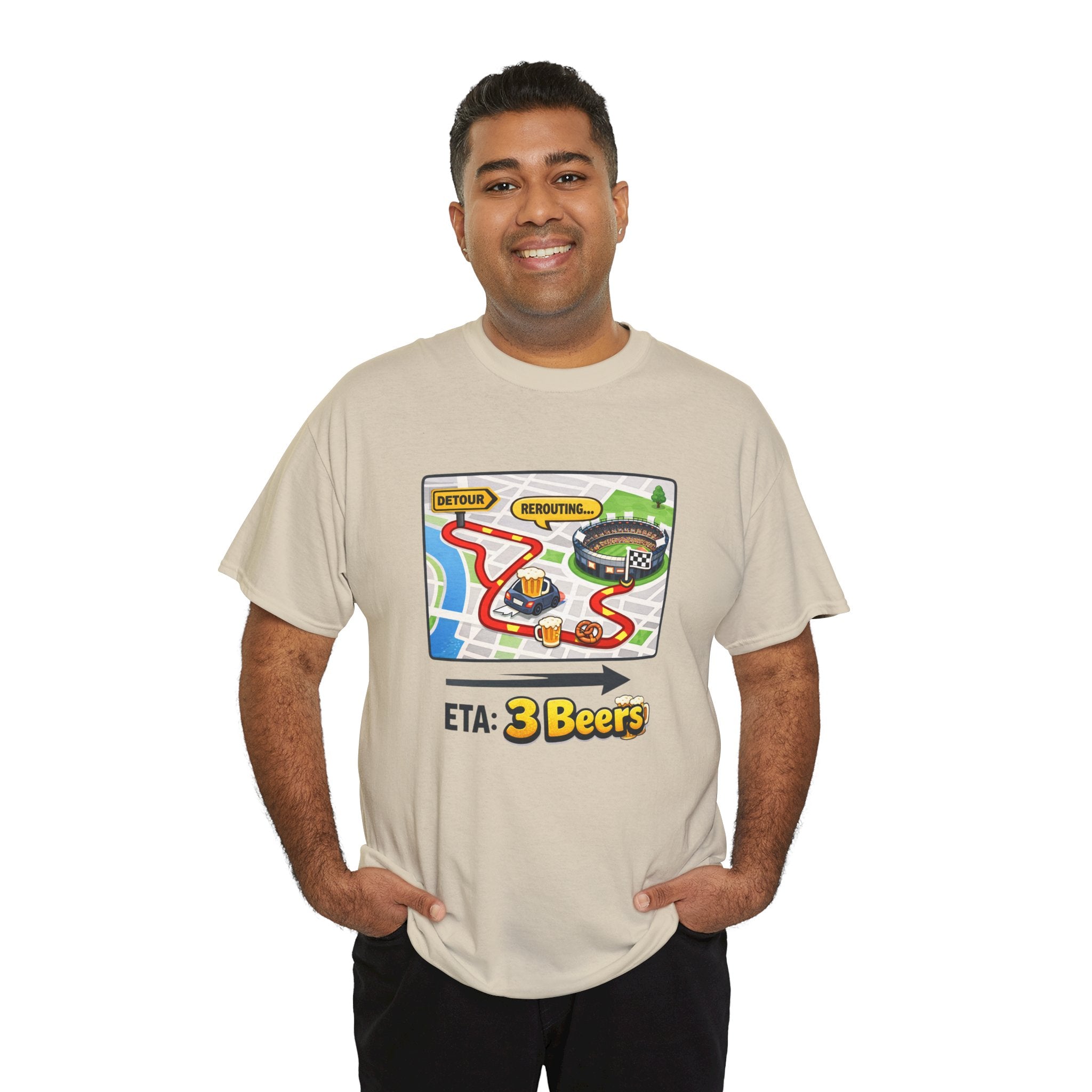 Beer Sports Trip T-Shirt — "ETA: 3 Beers" Funny Game Day Tee