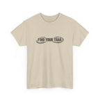 Find Your Trail T-Shirt — Hiking Adventure Tee with Bootprint Design