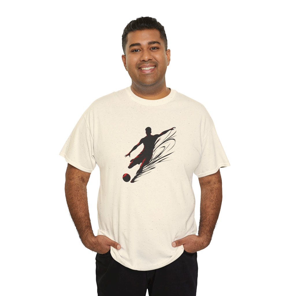Soccer Player Silhouette Tee — Dynamic Kick Football T-Shirt