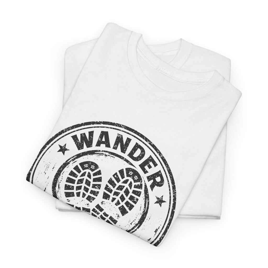 T-Shirt — 'Wander Further' Hiking Boots Graphic Tee — Outdoor Adventure Shirt