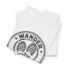 T-Shirt — 'Wander Further' Hiking Boots Graphic Tee — Outdoor Adventure Shirt