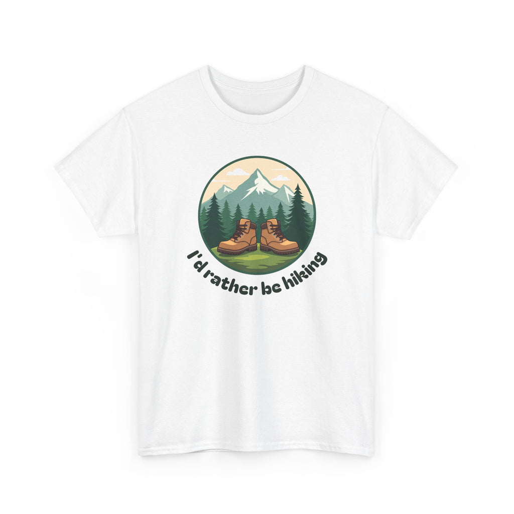 Hiking T-Shirt — 'I'd Rather Be Hiking' Mountain & Camping Graphic Tee
