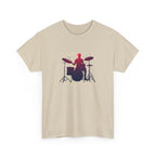 Drummer Silhouette T‑Shirt — Gradient Drum Kit Tee for Musicians & Band Fans