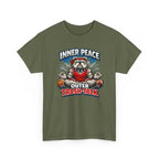 Funny Sports T-Shirt — "Inner Peace, Outer Trash-Talk" Bulldog Meditation Tee