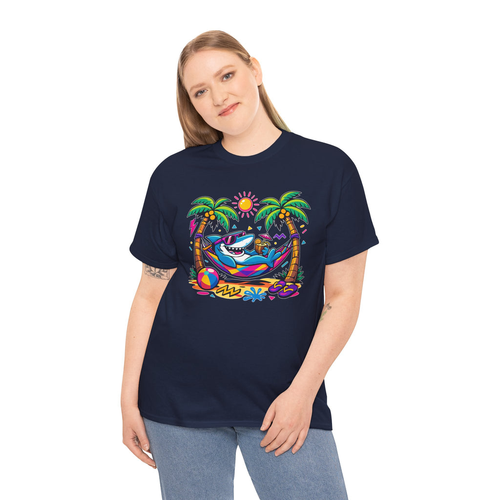Beach Shark Hammock T‑Shirt — Tropical Summer Vibes Graphic Tee