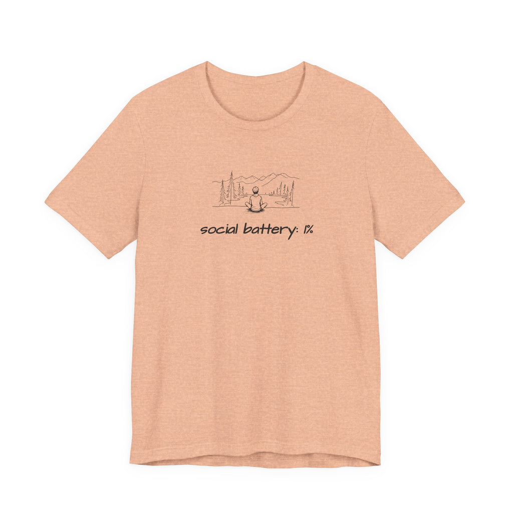 Social Battery Low T-Shirt — Minimal Nature Camping Graphic Introvert Tee