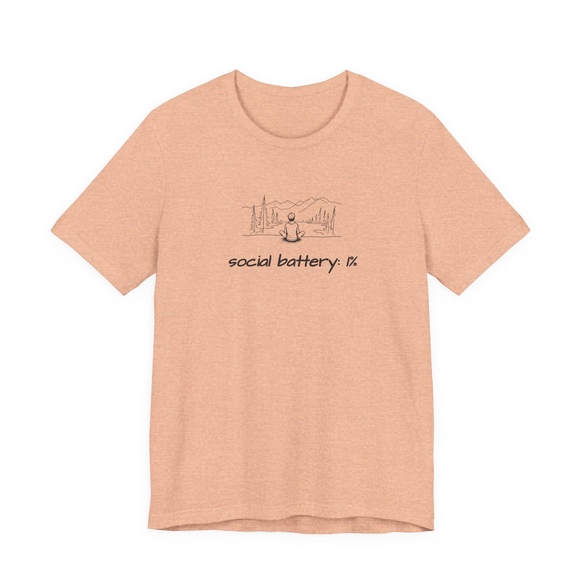Social Battery Low T-Shirt — Minimal Nature Camping Graphic Introvert Tee