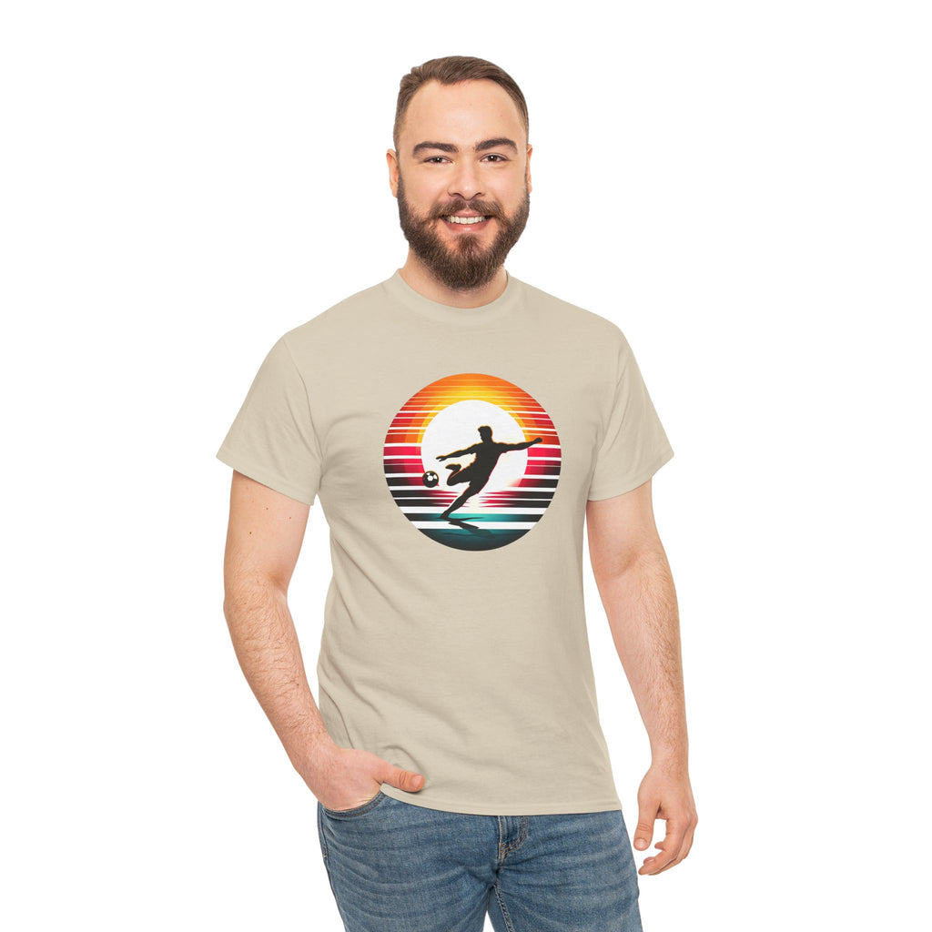 Football Soccer Silhouette Tee — Retro Sunset Soccer T-Shirt