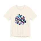 Retro Glitch City T-Shirt — Neon Vaporwave Pixel Tech Devices Tee
