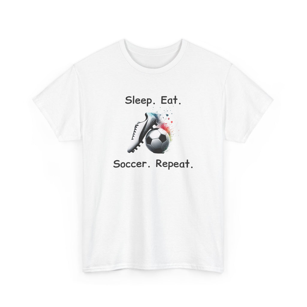 Soccer T-Shirt — "Sleep. Eat. Soccer. Repeat." Youth & Adult Crew Tee