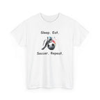 Soccer T-Shirt — "Sleep. Eat. Soccer. Repeat." Youth & Adult Crew Tee