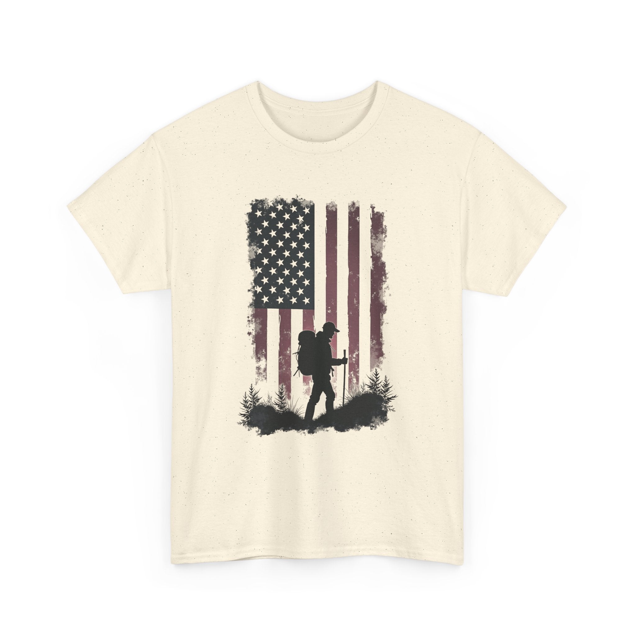 Patriotic Hiker T-Shirt — American Flag Silhouette Tee