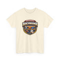 Beige t-shirt with 'Professional Benchwarmer' graphic on a white background