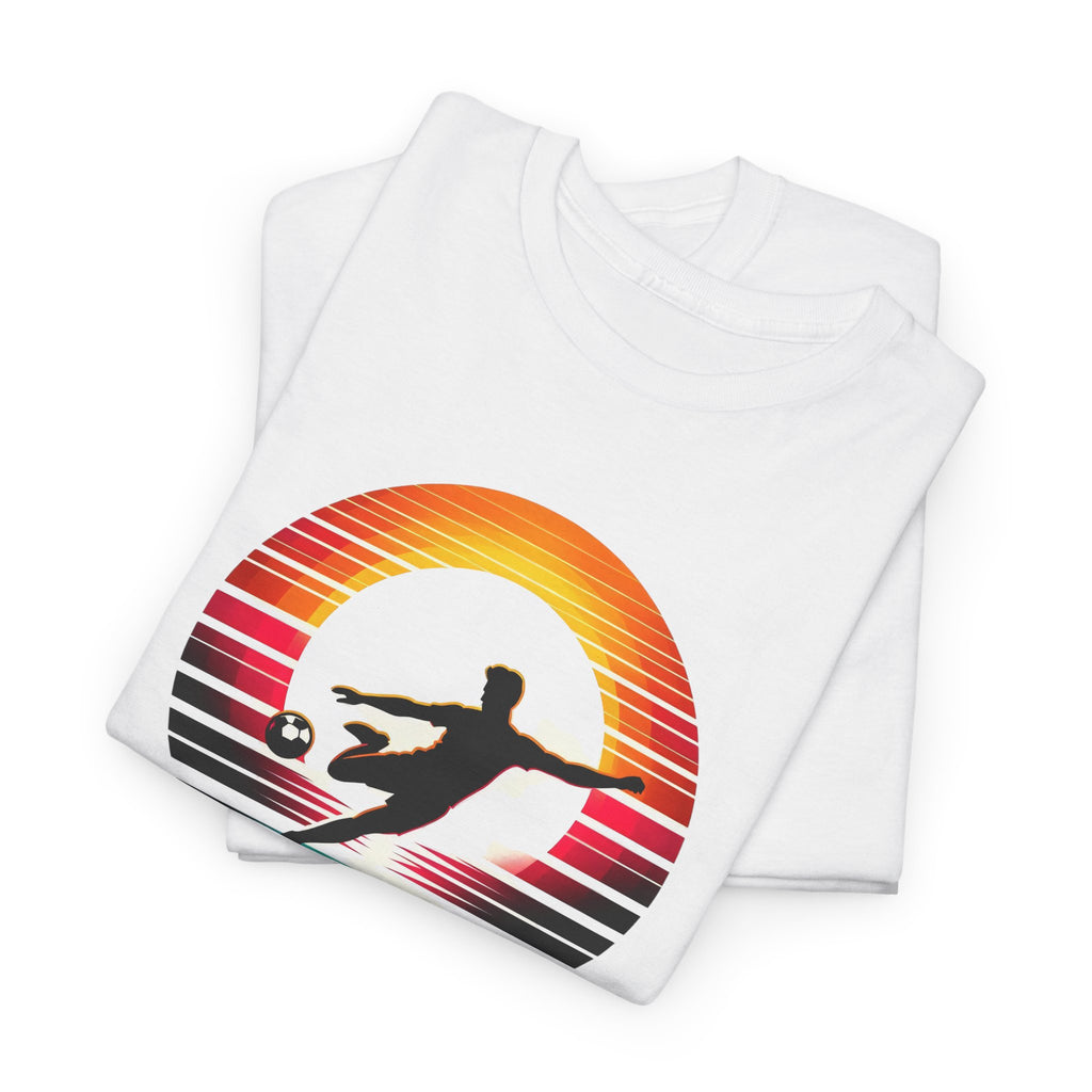 Football Soccer Silhouette Tee — Retro Sunset Soccer T-Shirt