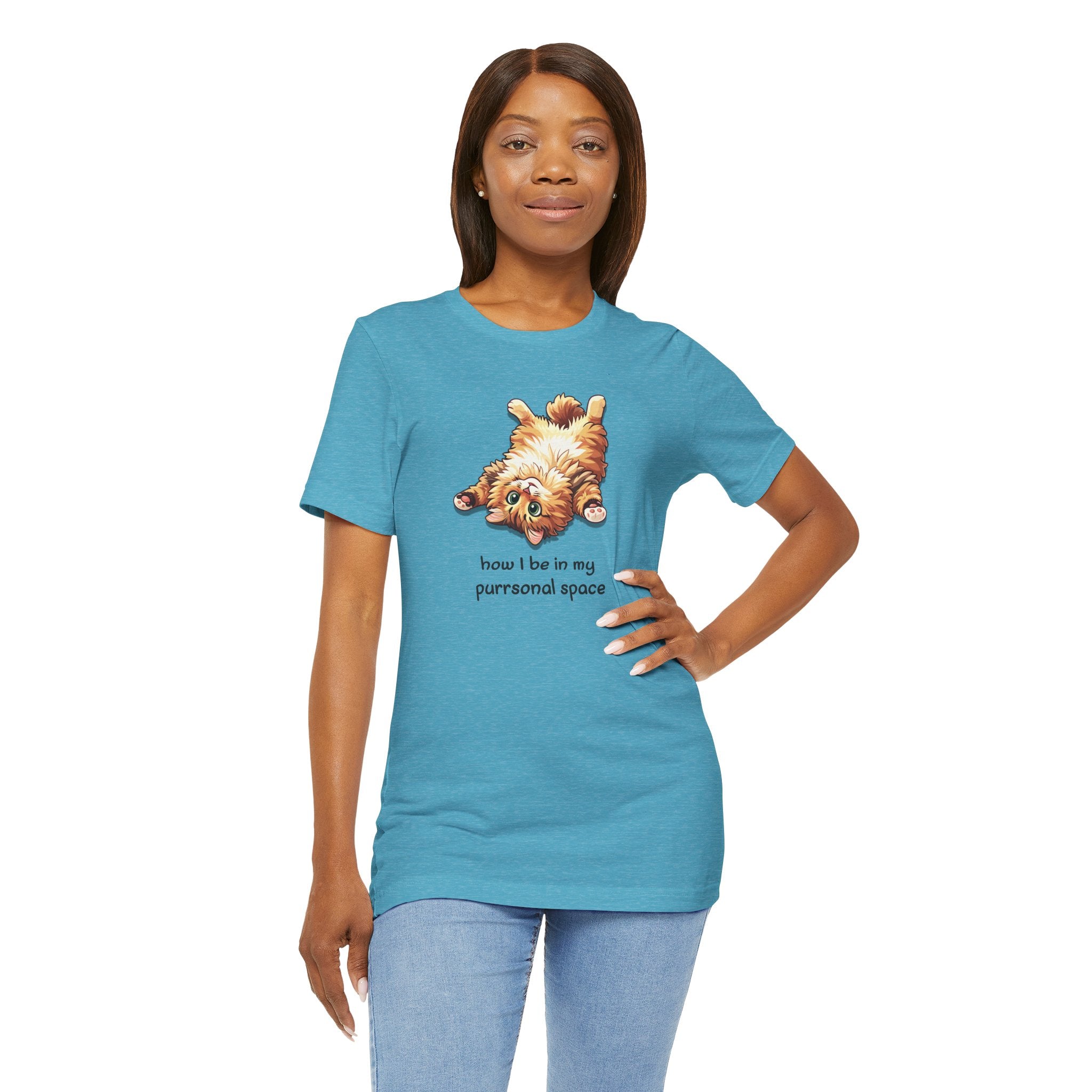 Cat Nap T‑Shirt — "How I Be In My Purrsonal Space" Cute Relaxed Cat Graphic Tee