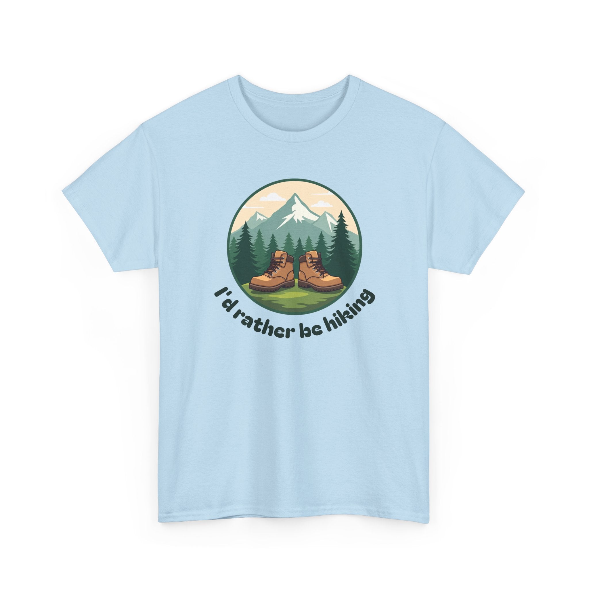 Hiking T-Shirt — 'I'd Rather Be Hiking' Mountain & Camping Graphic Tee