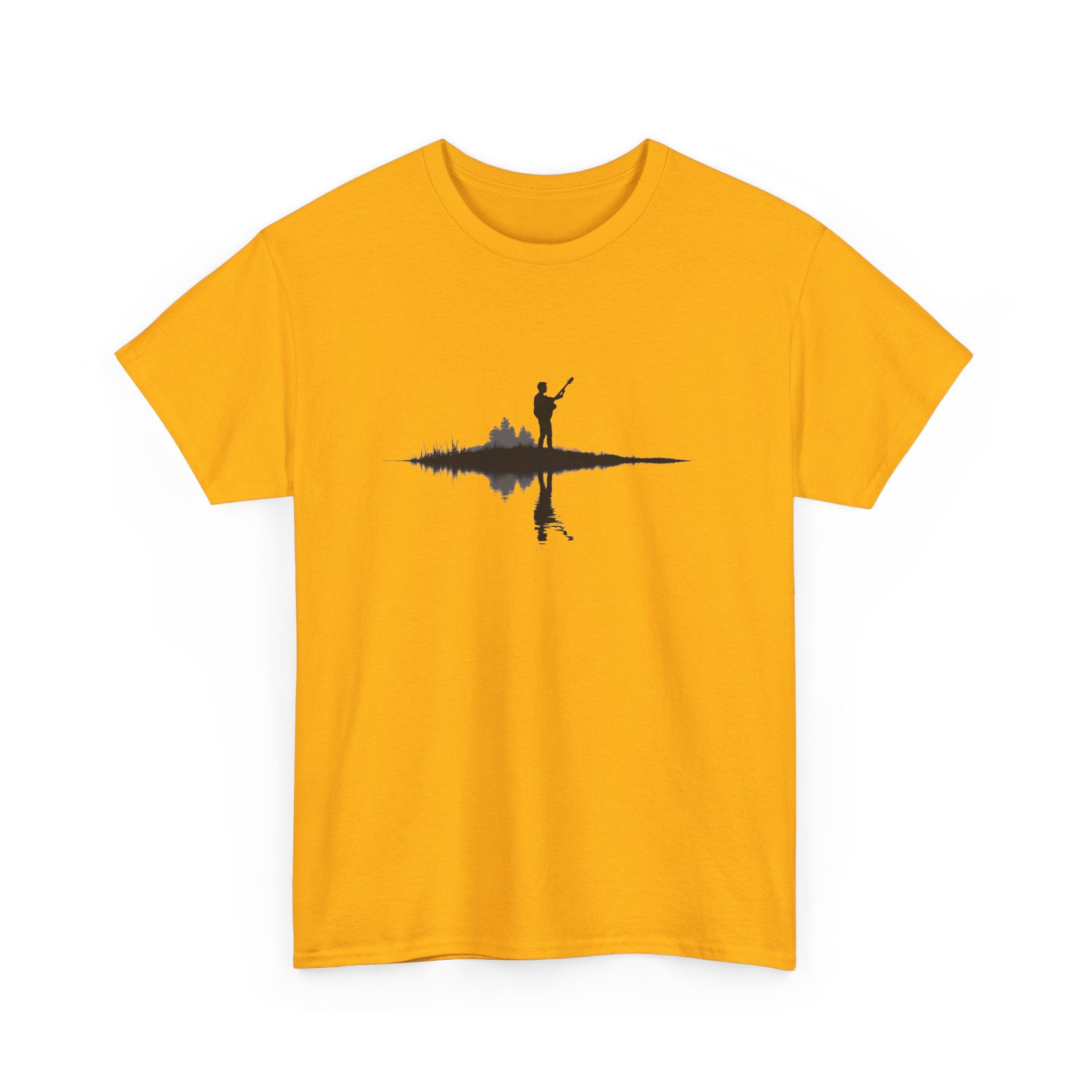 Guitarist Silhouette T-Shirt — Water Reflection Musician Tee