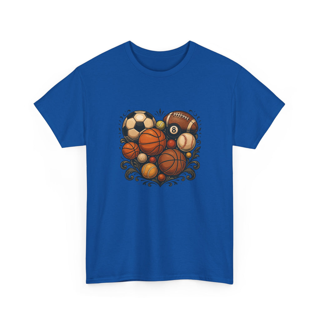 Sports Heart Graphic Tee — Basketball, Soccer & Baseball Love Shirt