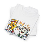 Athletic Energy T-Shirt — 'Energy Sponsor Bean Fuel' Coffee & LIghtning Cartoon Graphic Tee