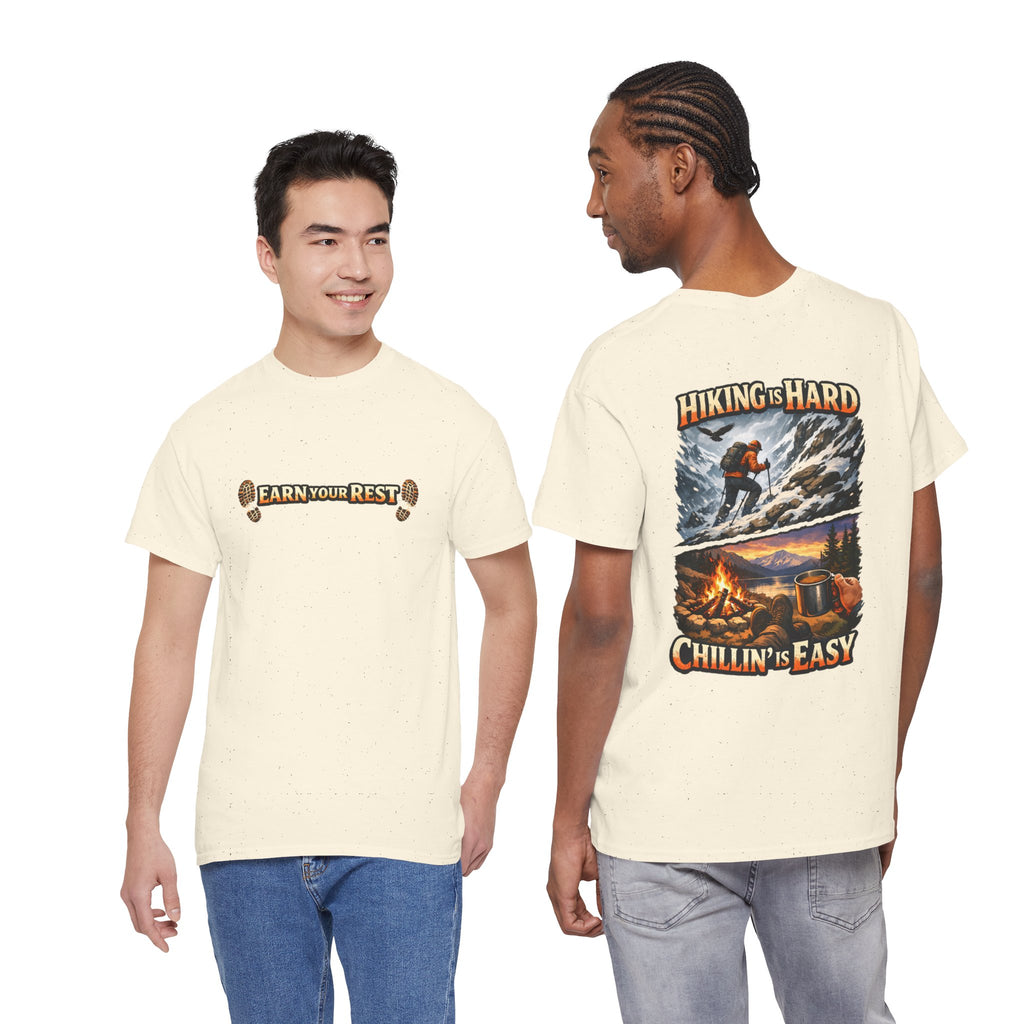 Hiking Is Hard, Chillin' Is Easy T-Shirt — Outdoor Camping Adventure Tee