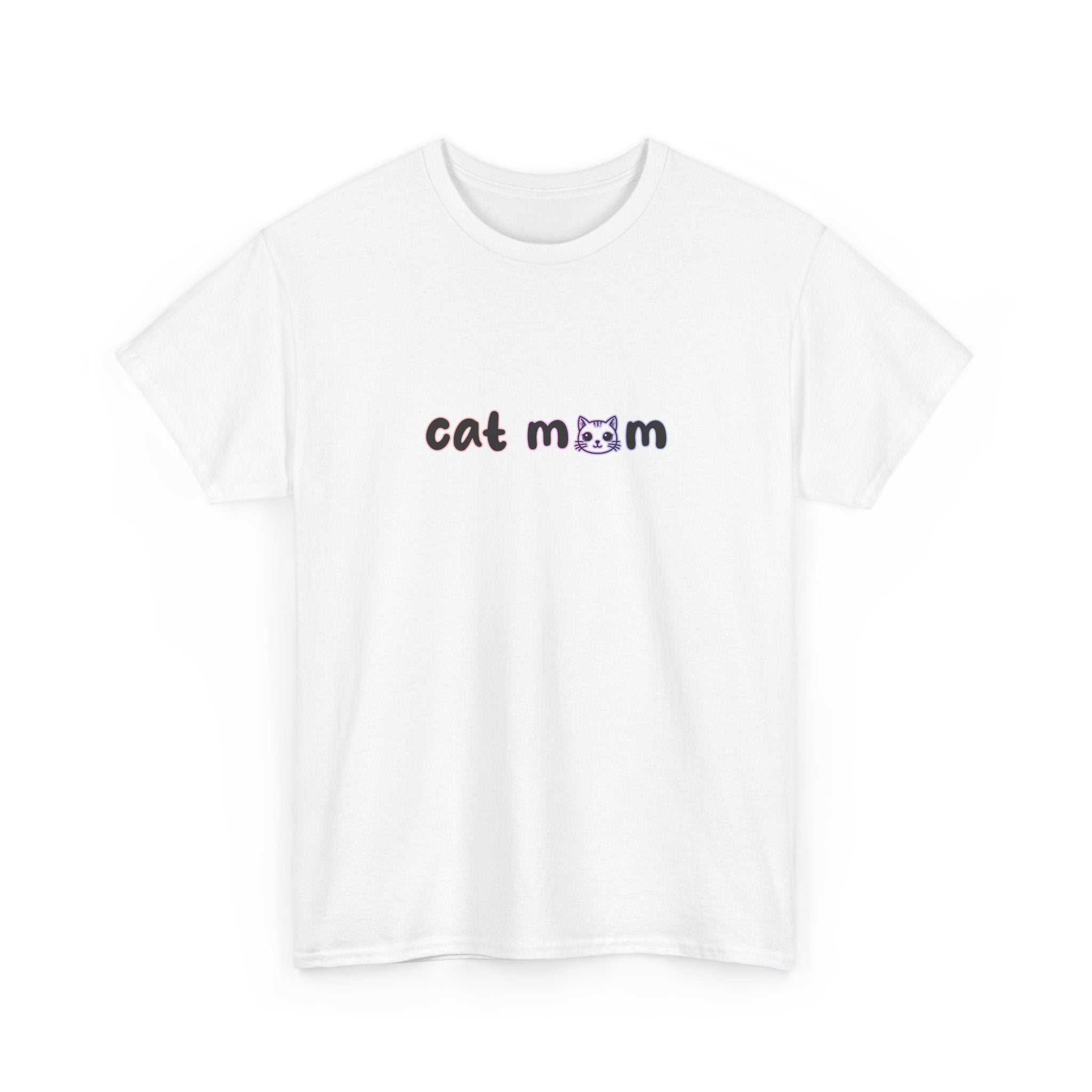 cat mom' text and cat icons in black a pastel gradient color