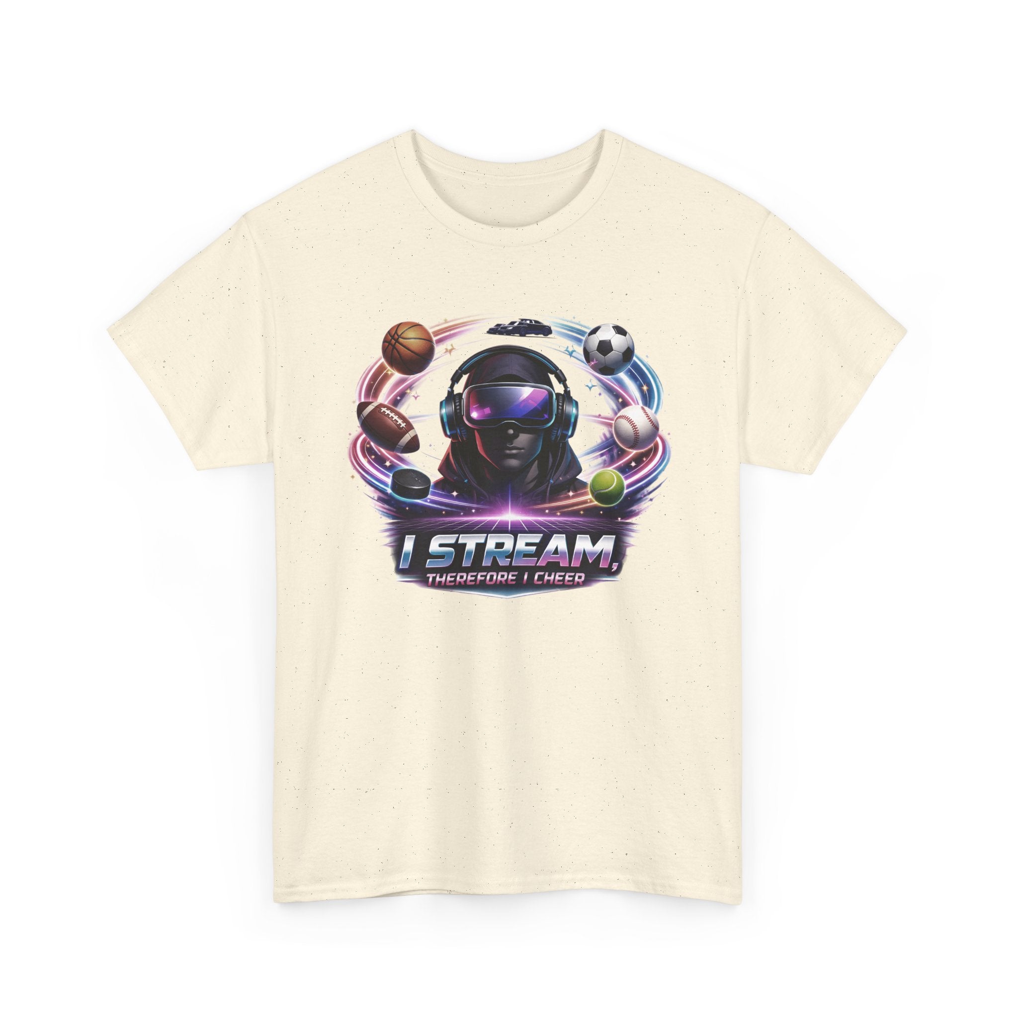 Modern Streamer Sports Fan T-Shirt — "I Stream Therefore I Cheer" Tee
