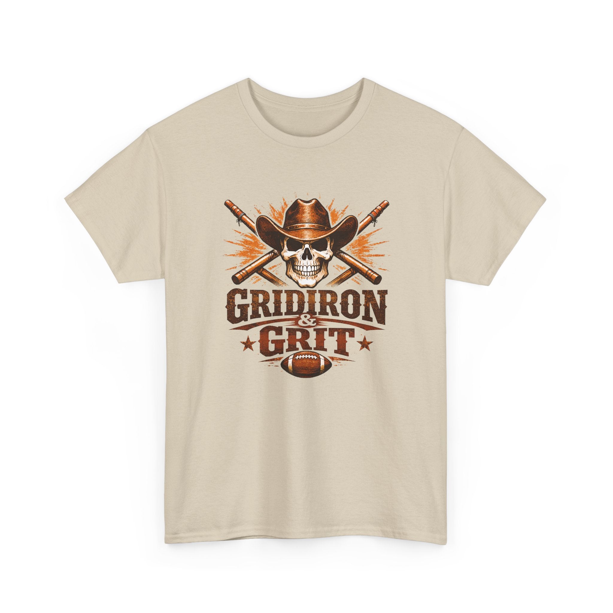 Gridiron Grit Tee — Cowboy Skull Football T‑Shirt