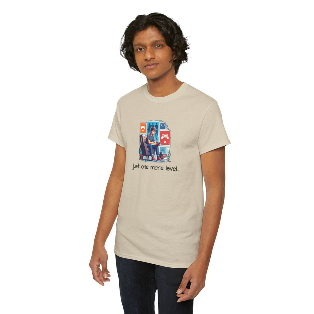Guy Gamer Arcade T‑Shirt — "Just One More Level" Retro Video Game Tee