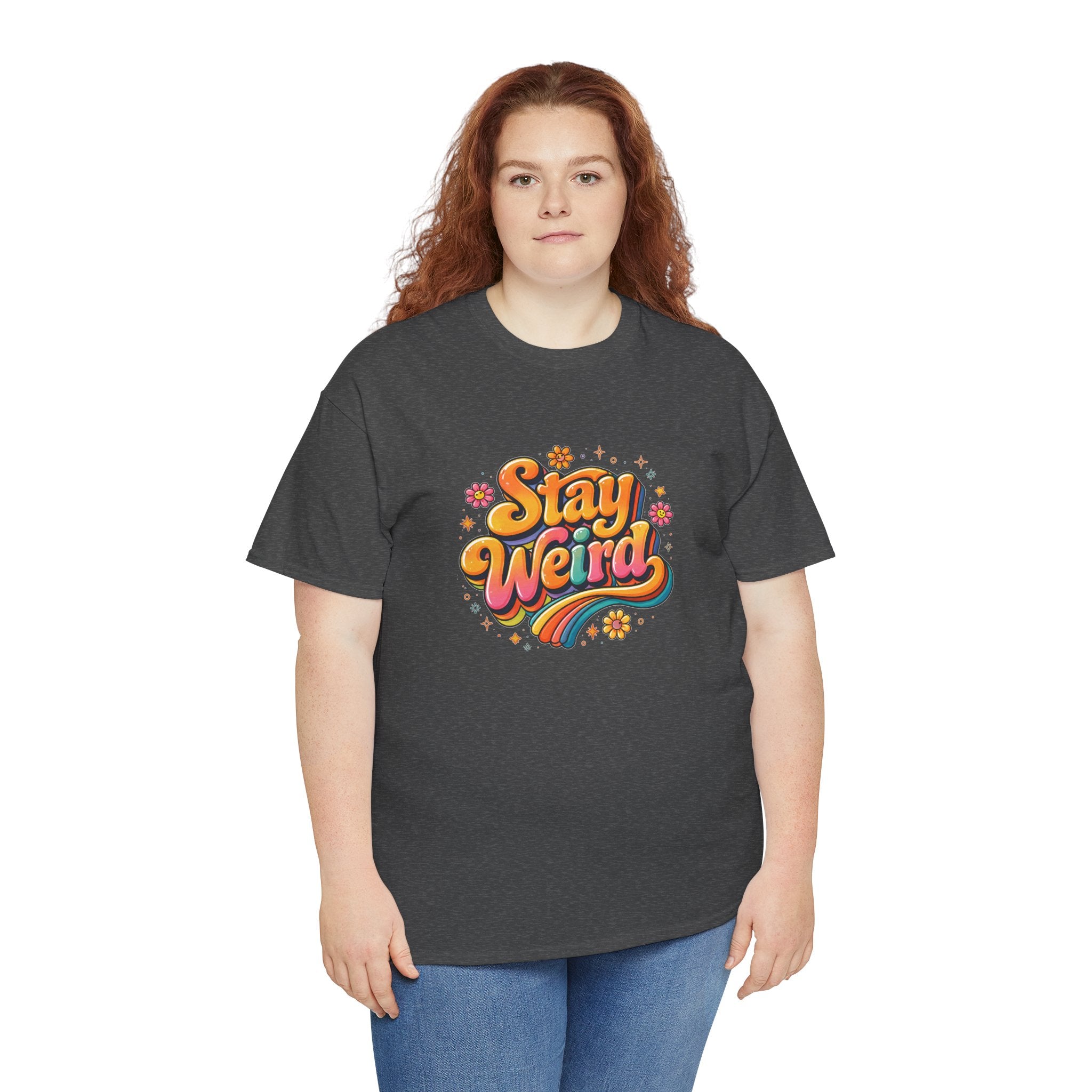 Stay Weird T-Shirt — Retro Rainbow Graphic Tee