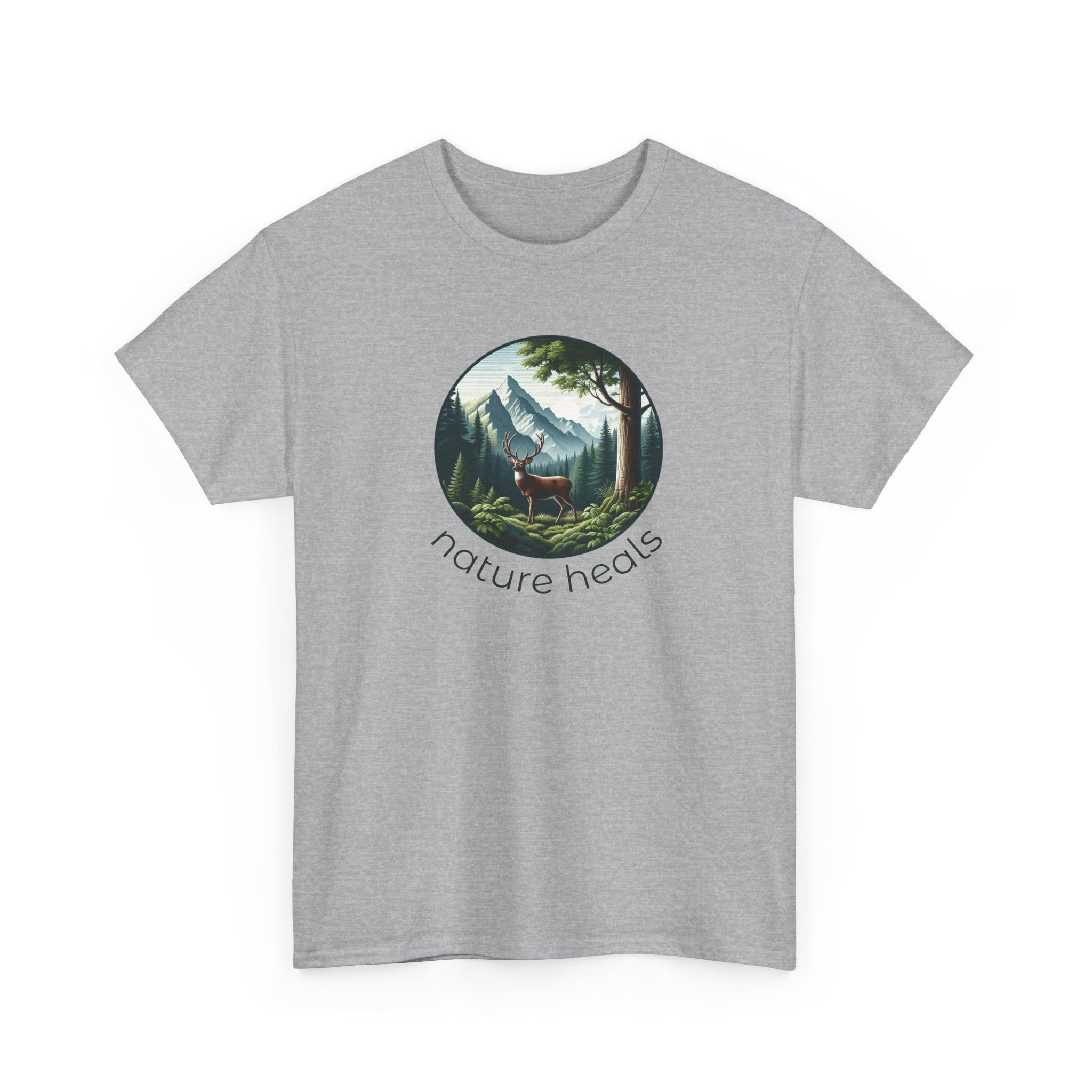 Nature Heals T-Shirt — Scenic Mountain Forest Graphic Tee